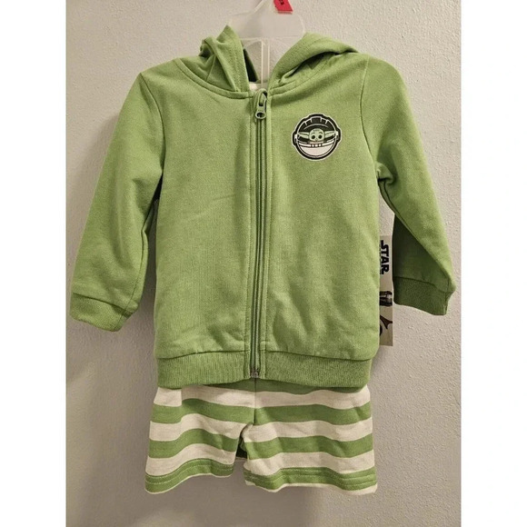 Baby Yoda Star Wars 2 Piece Set Hoodie Jacket, Shorts - Size 18 Months New - Picture 1 of 8